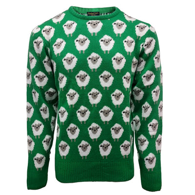 Sheep All Over Print Knit Jumper in Green