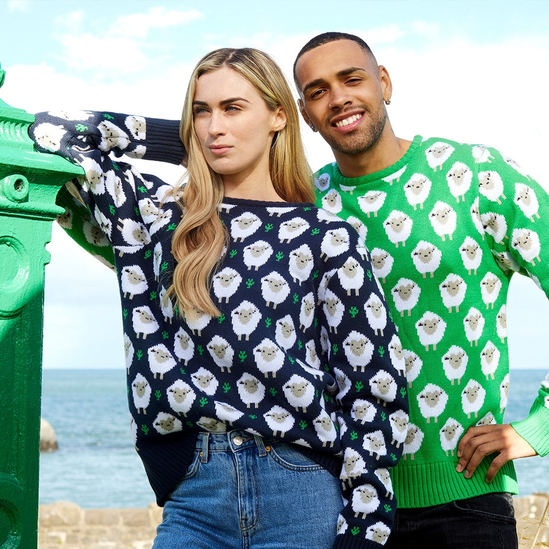 Sheep All Over Print Knit Jumper in Navy