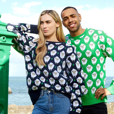 Sheep All Over Print Knit Jumper in Navy