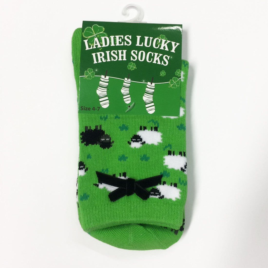 Sheep Ladies Bow Socks in Lime