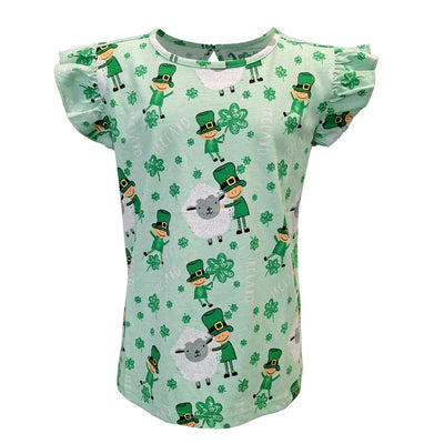 Sheep Leprechaun Kids T-Shirt in Green Grindle