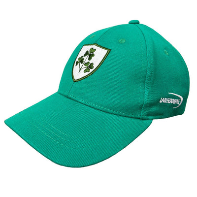 Three Shamrocks Crest Baseball Cap in Emerald