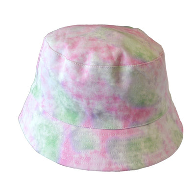 Tie Dye Kids Bucket Hat in Green & Pink