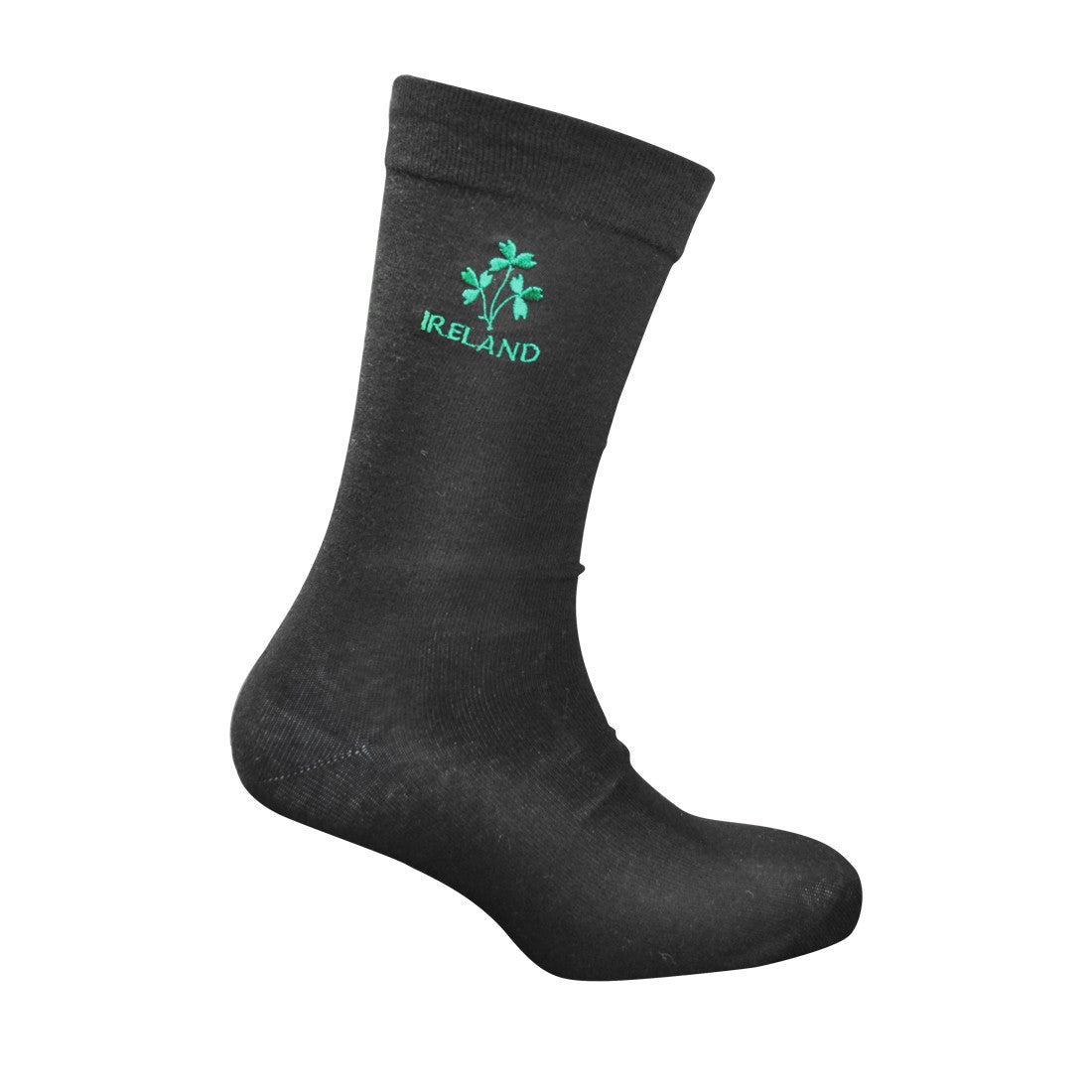 Adult Black Sock With Embroidered Shamrock