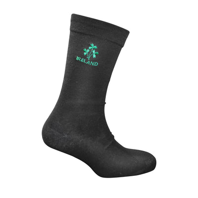 Adult Black Sock With Embroidered Shamrock