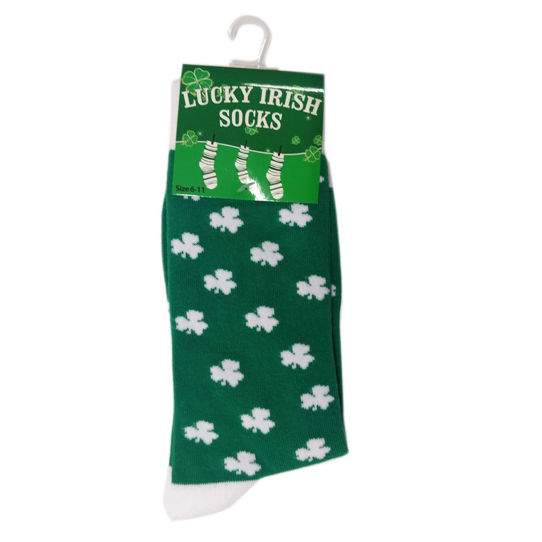 Adult Emerald Green/ White Overall Shamrock Adult Socks