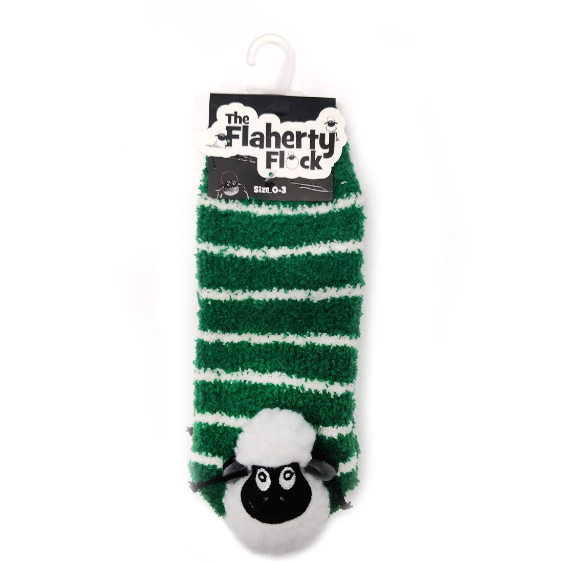 Traditional Craft Green/ White Stripe 3D Sheep Slipper Socks