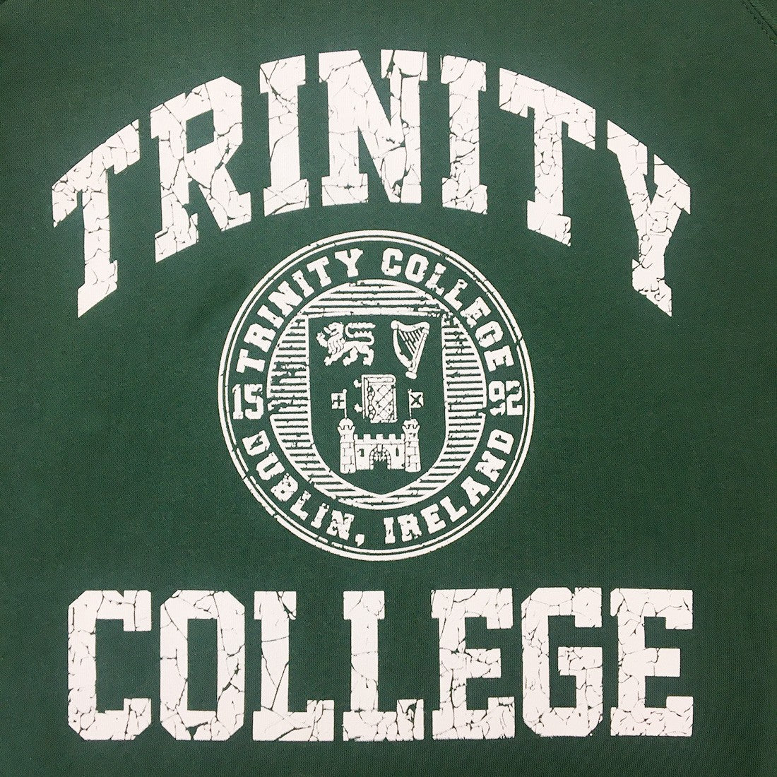 Trinity College Dublin Bottle Green/ White Crest Sweatshirt