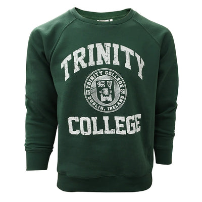 Trinity College Dublin Bottle Green/ White Crest Sweatshirt