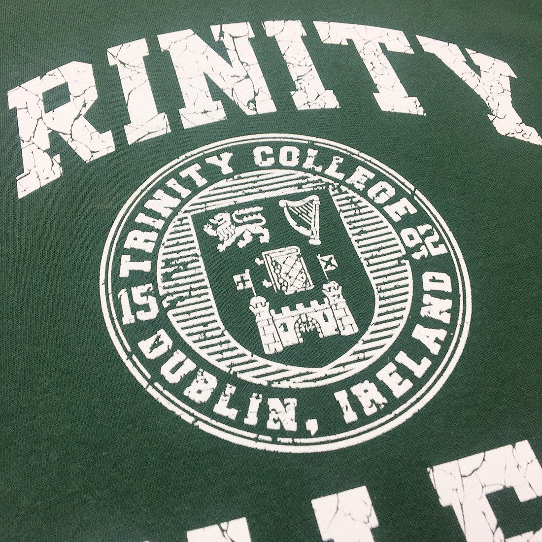 Trinity College Dublin Bottle Green/ White Crest Sweatshirt