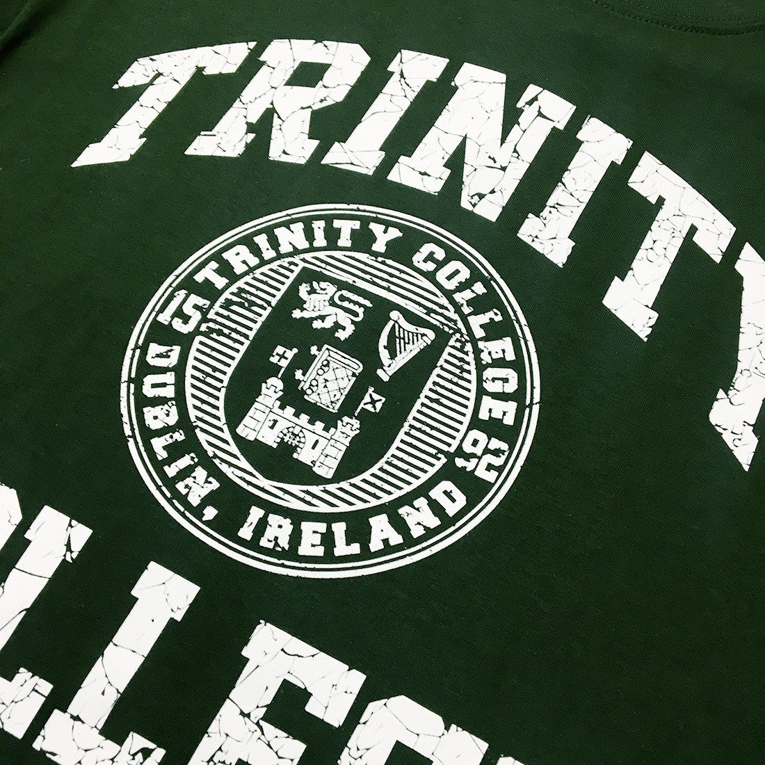Trinity College Dublin Bottle Green/ White Crest T-shirt