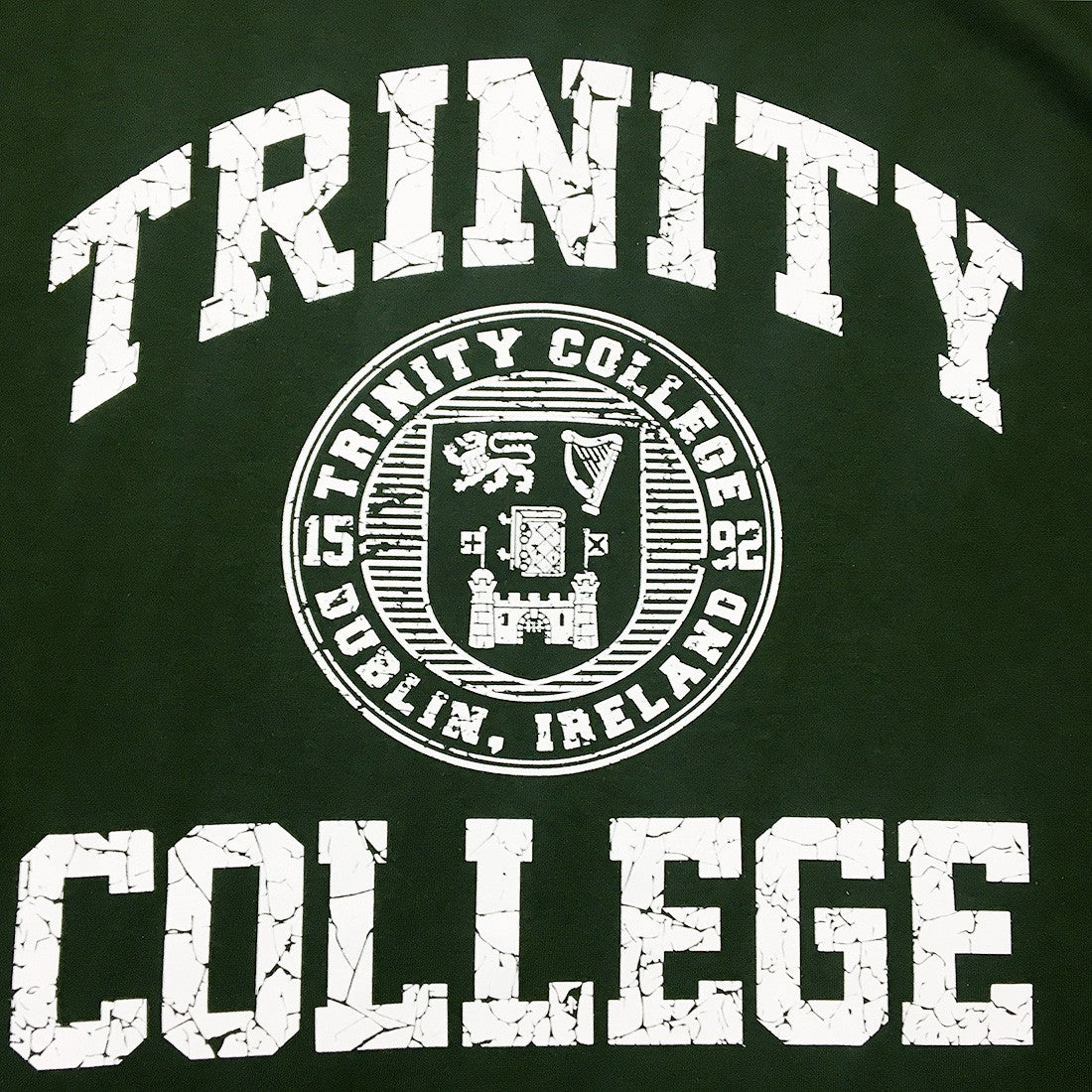 Trinity College Dublin Bottle Green/ White Crest T-shirt
