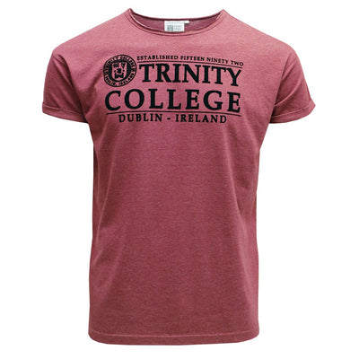 Trinity College Dublin Burgundy Marl Flock T-shirt