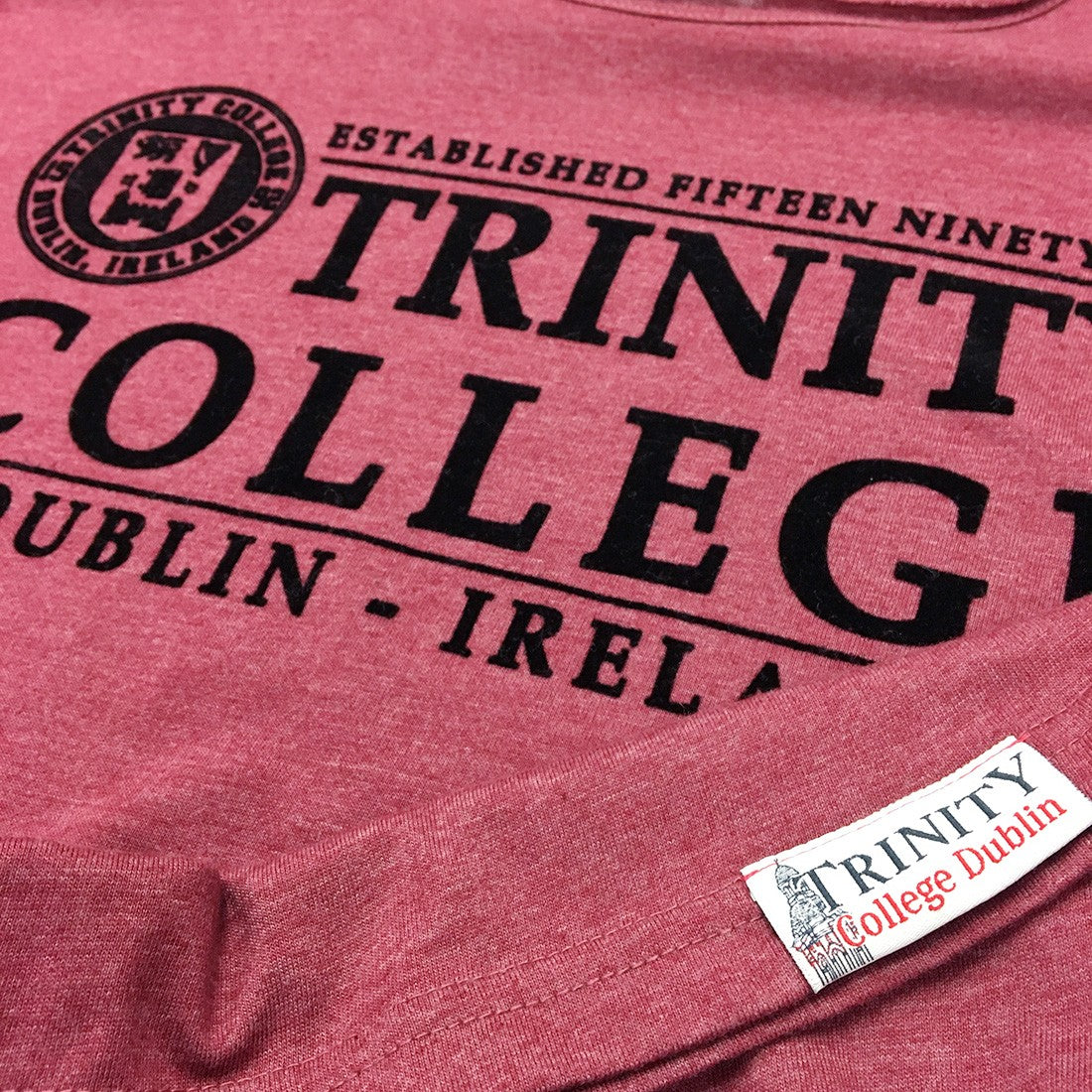 Trinity College Dublin Burgundy Marl Flock T-shirt