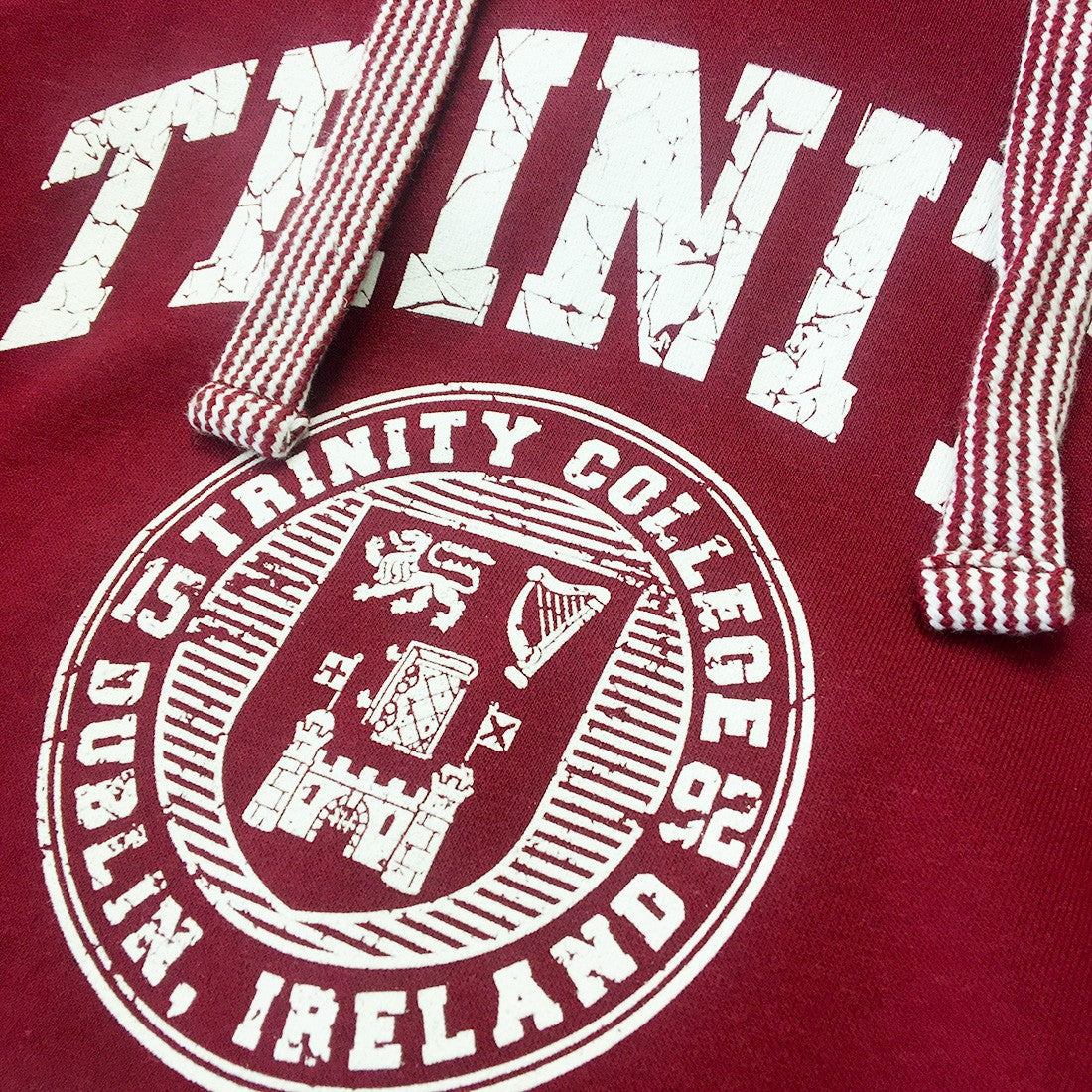 Trinity College Dublin Burgundy/ White Crest Hoodie