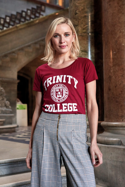 Trinity College Dublin Burgundy/ White Crest Ladies T-shirt