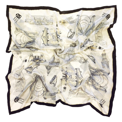 Trinity College Dublin Cream/ Black Silk Scarf