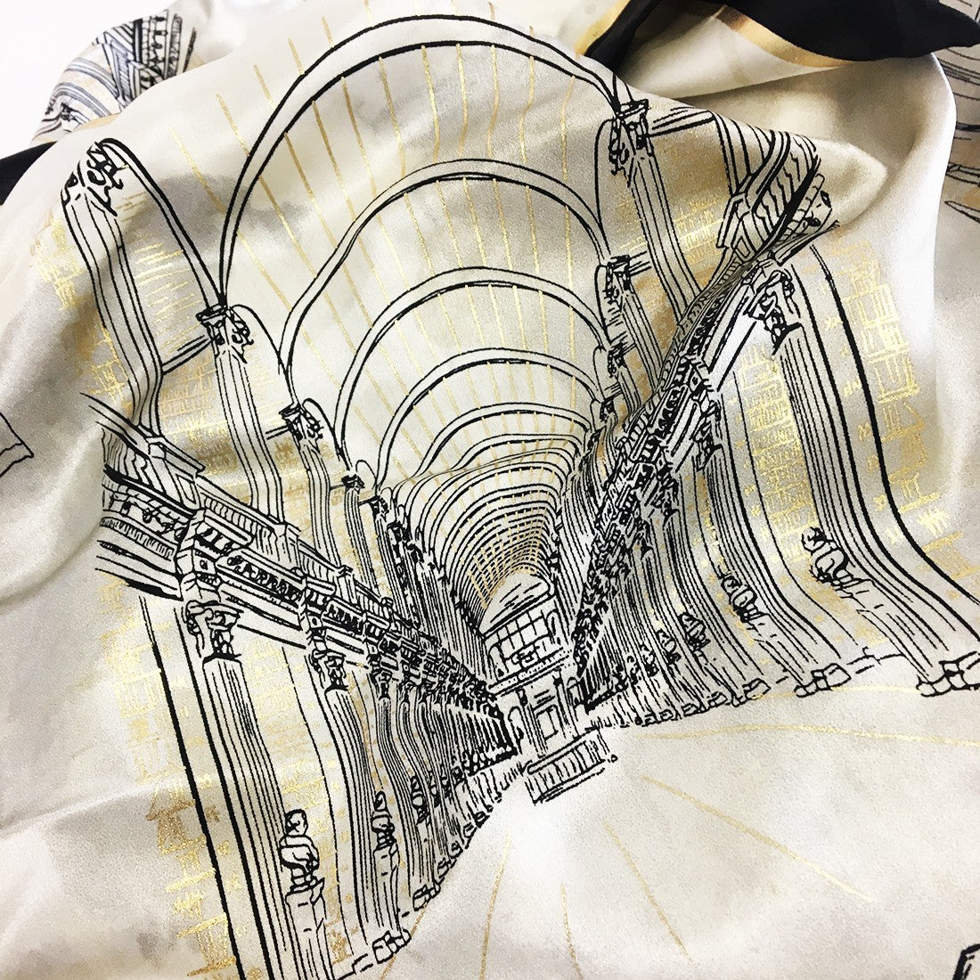 Trinity College Dublin Cream/ Black Silk Scarf