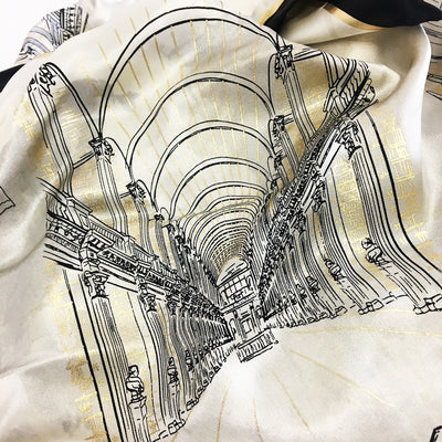 Trinity College Dublin Cream/ Black Silk Scarf