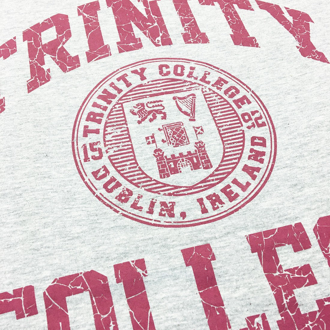Trinity College Dublin Grey marl/ Burgundy Crest T-shirt