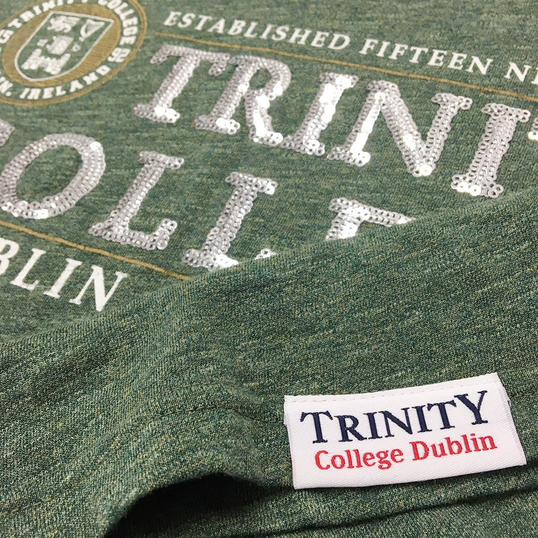 Trinity College Dublin Moss Green Slub Sequin Ladies T-shirt