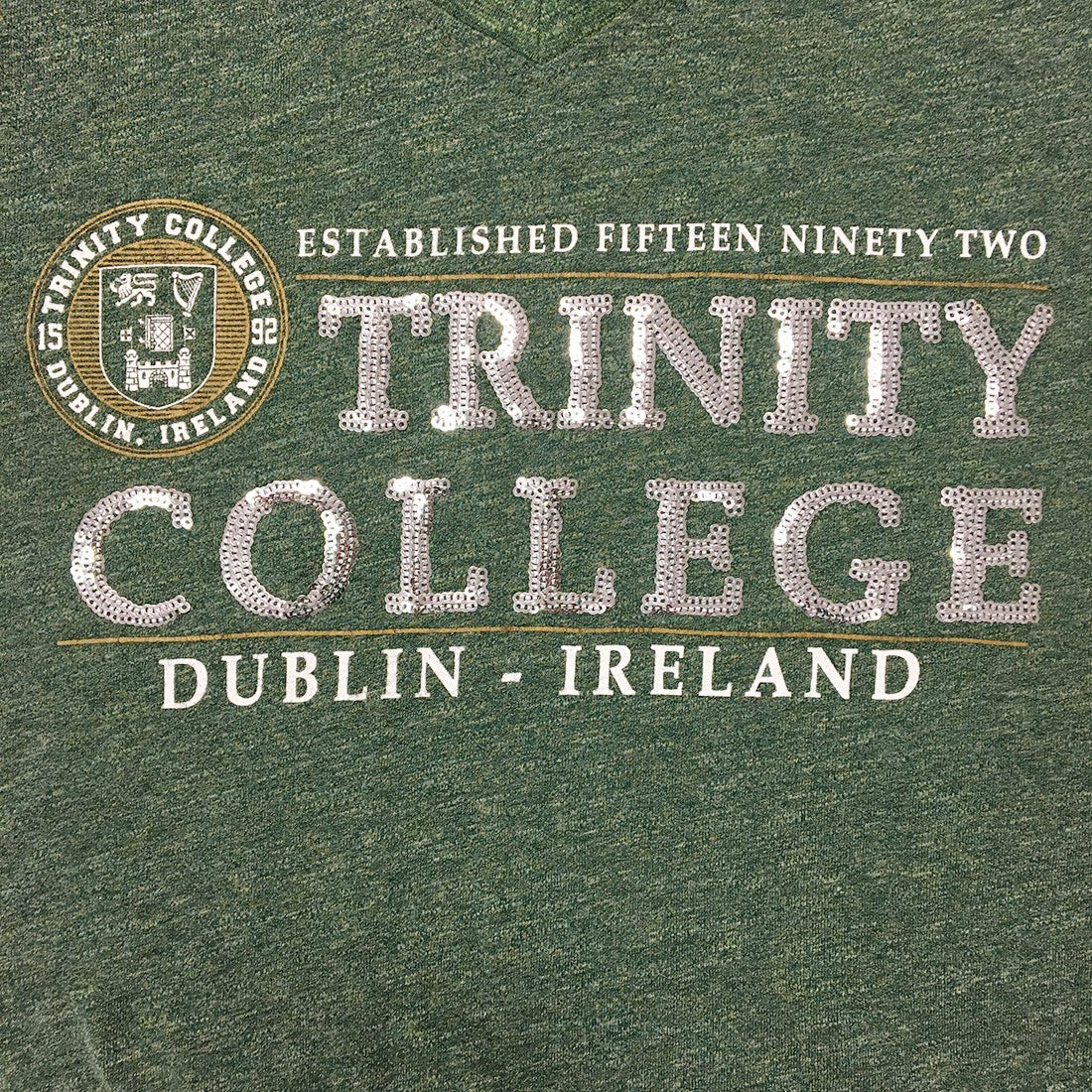 Trinity College Dublin Moss Green Slub Sequin Ladies T-shirt