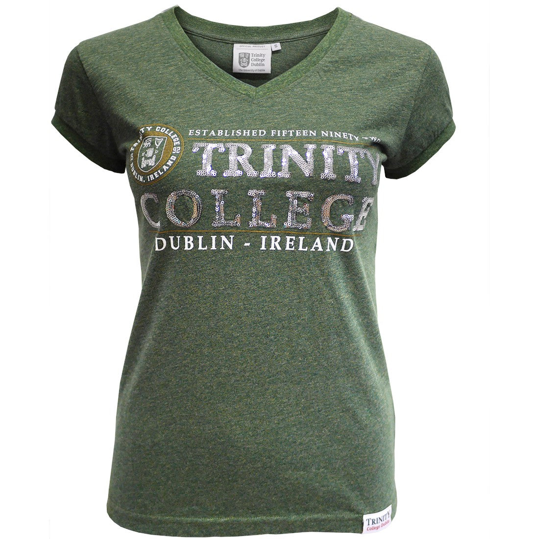 Trinity College Dublin Moss Green Slub Sequin Ladies T-shirt