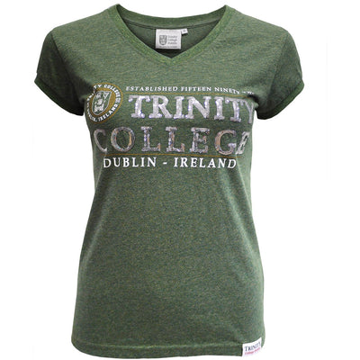 Trinity College Dublin Moss Green Slub Sequin Ladies T-shirt