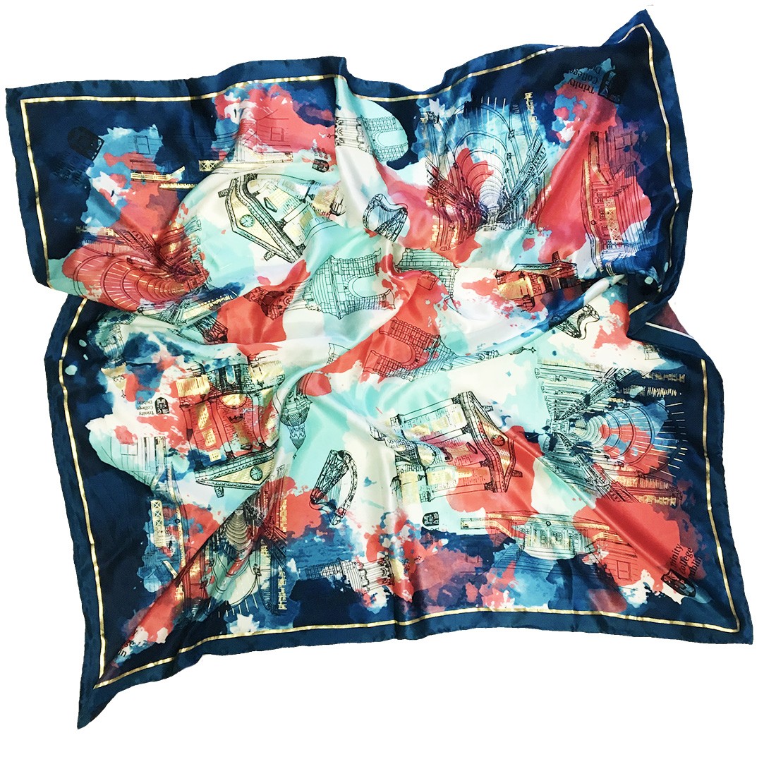 Trinity College Dublin Navy/ Coral Silk Scarf