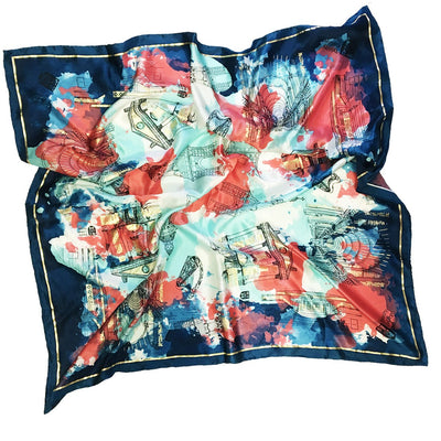 Trinity College Dublin Navy/ Coral Silk Scarf