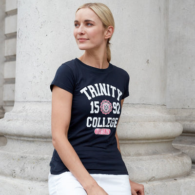Trinity College Dublin Navy/ Pink 1592 Ladies T-shirt