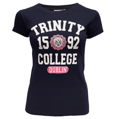 Trinity College Dublin Navy/ Pink 1592 Ladies T-shirt
