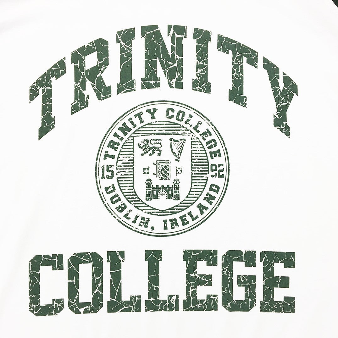 Trinity College Dublin White/ Bottle Green Crest Long Sleeve T-shirt