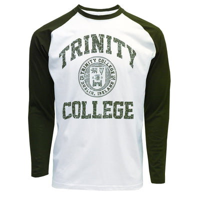 Trinity College Dublin White/ Bottle Green Crest Long Sleeve T-shirt