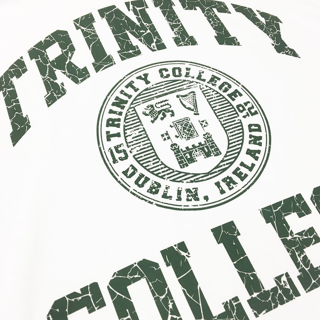 Trinity College Dublin White/ Bottle Green Crest Long Sleeve T-shirt