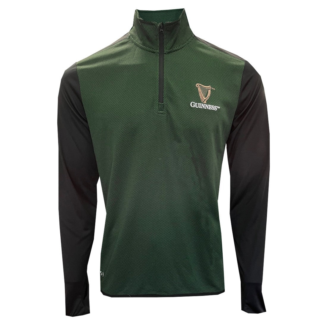 uinness 1/4 Zip Performance Top in Black & Bottle Green