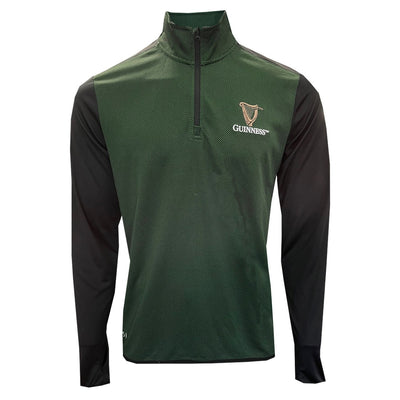 uinness 1/4 Zip Performance Top in Black & Bottle Green