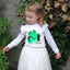 Kids White 2 Way Sequin Shamrock Long Sleeve T-shirt