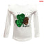 Kids White 2 Way Sequin Shamrock Long Sleeve T-shirt