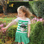 White/ Emerald Green Stripe 2 Way Sequin Sheep Kids Dress