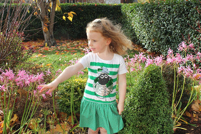 White/ Emerald Green Stripe 2 Way Sequin Sheep Kids Dress