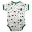 White/ Green Overall Printed Sheep Baby Vest