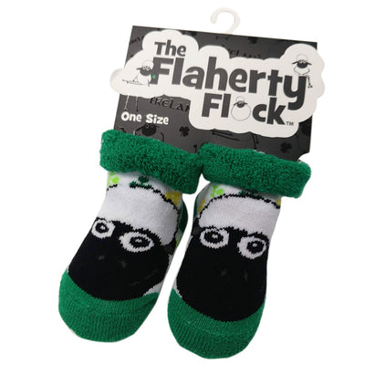 White/ Green Shamrock Sheep Baby Socks