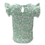White/ Overall Print Shamrock Kids Frill Sleeve T-shirt