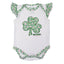 White/ Overall Print Shamrock Kids Frill Sleeve Vest