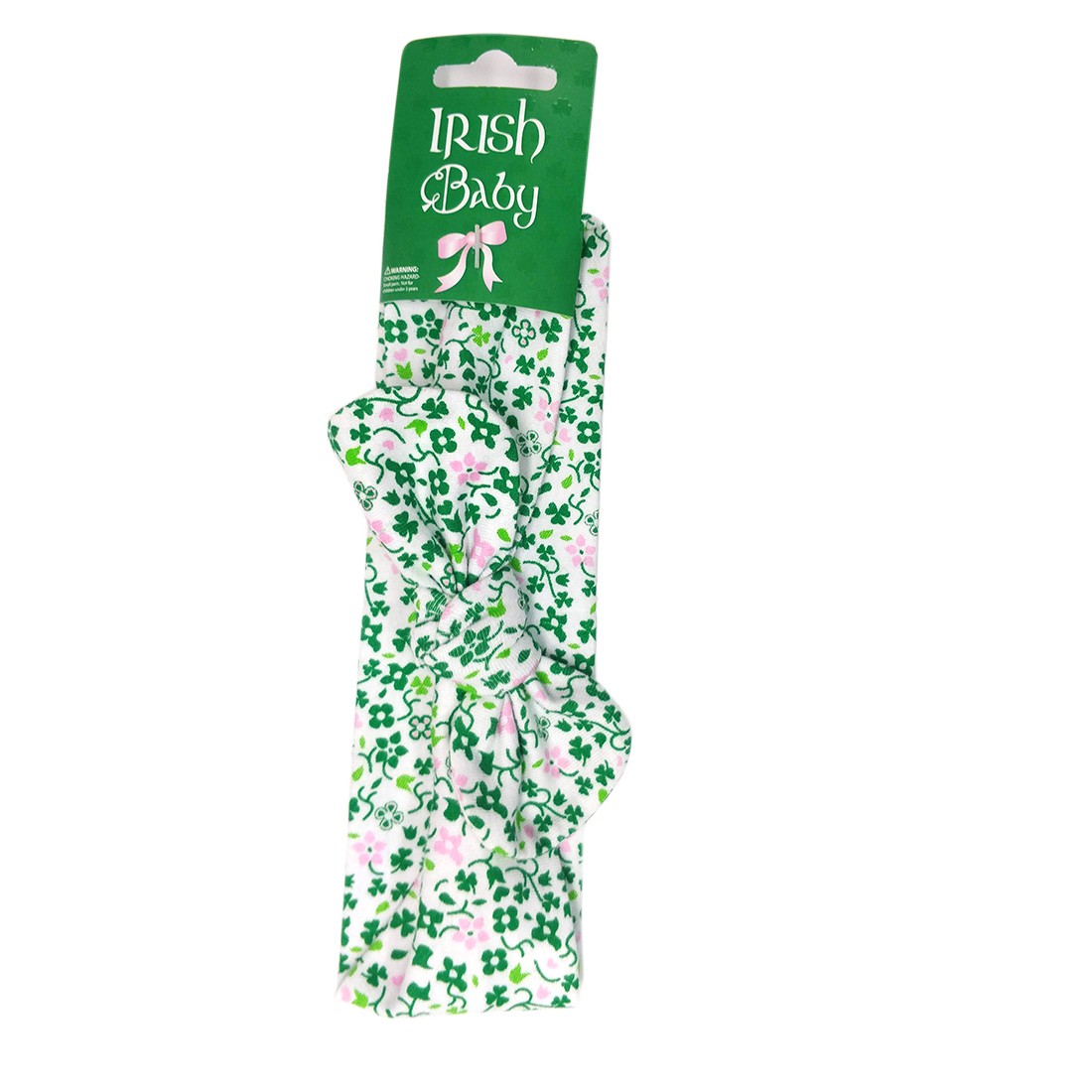 White/ Overall print Shamrock Kids Hairband
