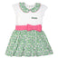 White/ Overall Print Shamrock Pink Bow Kids Dress
