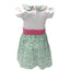 White/ Overall Print Shamrock Pink Bow Kids Dress