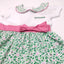 White/ Overall Print Shamrock Pink Bow Kids Dress