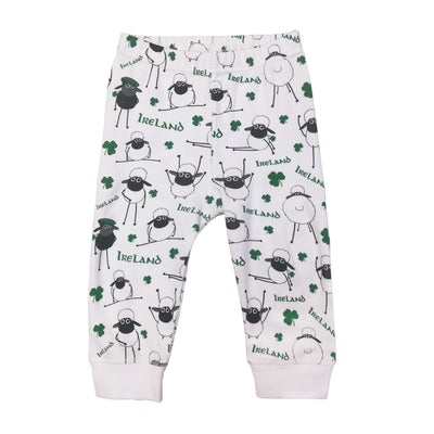 White Overall Print Sheep Baby leggings